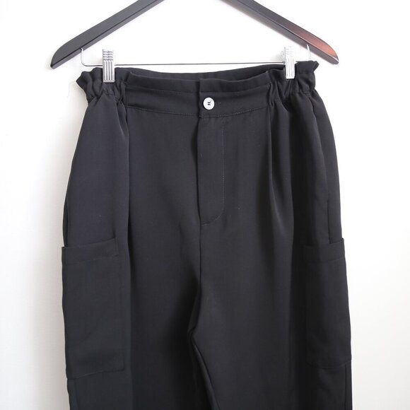 Zara High Waist Pleated Cargo Dress Pants With Oversized Button Detail Size 4 - Picture 2 of 7